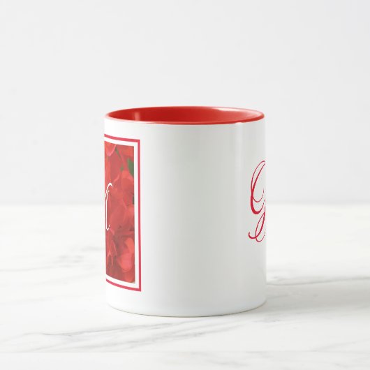Foto van Bright Red Geranium Floral Initiaal Mok (Midden)