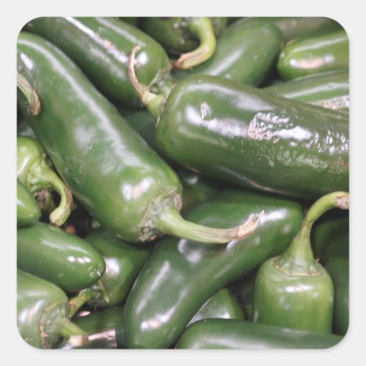 Foto van Bright Shiny Green Jalapeno Peppers Vierkante Sticker (Voorkant)