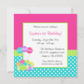 Foto van Bright Snoep Polka Dot Girl 1ste verjaard Kaart (Achterkant)