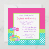 Foto van Bright Snoep Polka Dot Girl 1ste verjaard Kaart (Achterkant)