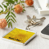 Foto van Bright Yellow Spiky Dahlia op maat Sleutelhanger (Zijkant)