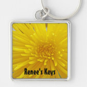 Foto van Bright Yellow Spiky Dahlia op maat Sleutelhanger (Voorkant)