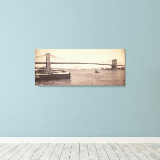  foto van Brooklyn Bridge (1896) Canvas Afdruk (Insitu (Houten vloer))