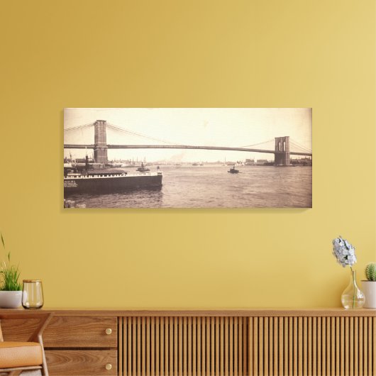  foto van Brooklyn Bridge (1896) Canvas Afdruk (Insitu (Woonkamer))