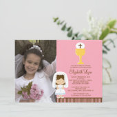 Foto van Brunette Girl, eerste communiqué Kaart (Staand voorkant)