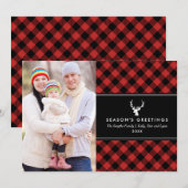 foto van Buffalo Red en Black met speldenfoto Feestdagenkaart (Voorkant / Achterkant)