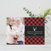 foto van Buffalo Red en Black met speldenfoto Feestdagenkaart (Staand voorkant)