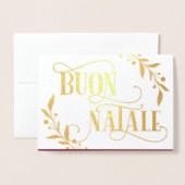 Foto van Buon Natale Gold Berries Red Folie Kaarten (Voorkant met envelop)