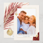 Foto van Burgundy en Gold Tropical Greenery Feestdagenkaart (Voorkant / Achterkant)