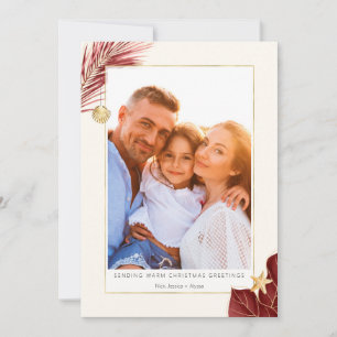 Foto van Burgundy en Gold Tropical Greenery Feestdagenkaart