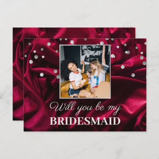 Foto van Burgundy Silk: mijn Bridesmaid Briefkaart (Voorkant / Achterkant)