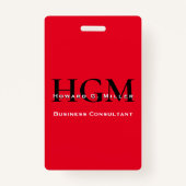 Foto van Business Modern Black Red Monogram Logo Badge (Voorkant)