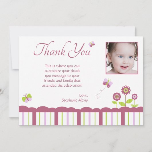 Foto van Butterfly girl: dank je platte kaart (Voorkant)