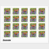 Foto van Butterfly op Cornflower Vierkante Sticker (Vel)