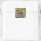Foto van Butterfly op Cornflower Vierkante Sticker (Tas)