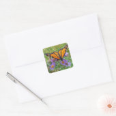 Foto van Butterfly op Cornflower Vierkante Sticker (Envelop)