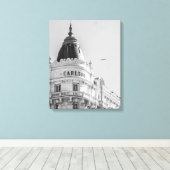 Foto van Cannes bnw van Carlton hotel Canvas Afdruk (Insitu (Houten vloer))
