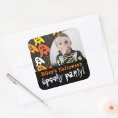 Foto van cartoon Spooky Ghosts Kind Halloween Part Vierkante Sticker (Envelop)