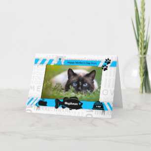 Foto van Cat Blue en White Feestdagen Kaart