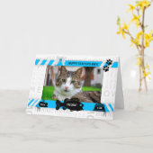 Foto van Cat Blue Vaderdag Horz Pet Kaart (Gele Bloem)