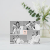 Foto van Center Square Monogram Weddenschap Hartel Briefkaart (Staand voorkant)