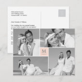 Foto van Center Square Monogram Weddenschap Hartel Briefkaart (Voorkant / Achterkant)