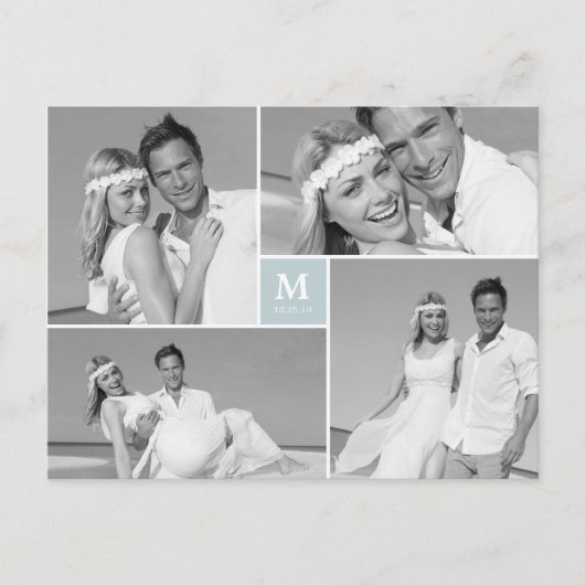 Foto van Center Square Monogram Weddenschap Hartel Briefkaart (Voorkant)