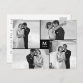 Foto van Center Square Monogram Weddenschap Hartel Briefkaart (Voorkant / Achterkant)