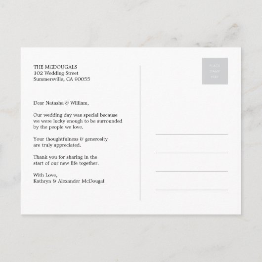 Foto van Center Square Monogram Weddenschap Hartel Briefkaart (Achterkant)