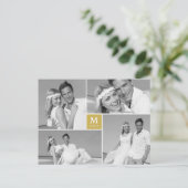 Foto van Center Square Monogram Weddenschap Hartel Briefkaart (Staand voorkant)