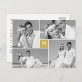 Foto van Center Square Monogram Weddenschap Hartel Briefkaart (Voorkant / Achterkant)