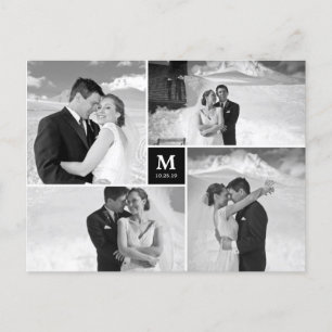 Foto van Center Square Monogram Weddenschap Hartel Briefkaart