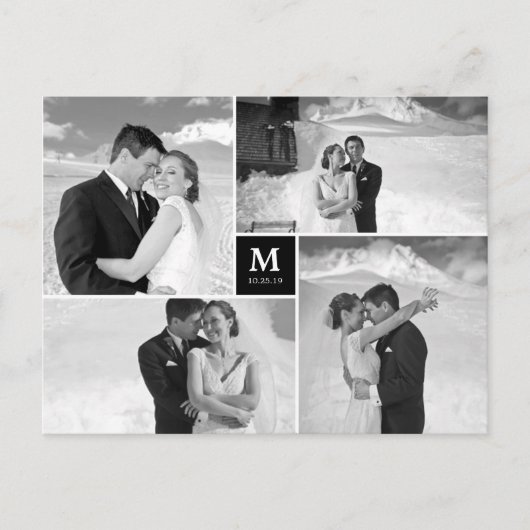 Foto van Center Square Monogram Weddenschap Hartel Briefkaart (Voorkant)