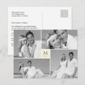 Foto van Center Square Monogram Weddenschap Hartel Briefkaart (Voorkant / Achterkant)