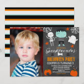 Foto van Chalkboard Halloween Party Birthday Kaart (Voorkant / Achterkant)