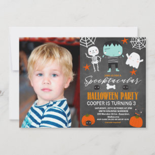 Foto van Chalkboard Halloween Party Birthday Kaart