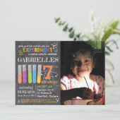 Foto van Chalkboard Mad Science Party Birthday Kaart (Staand voorkant)