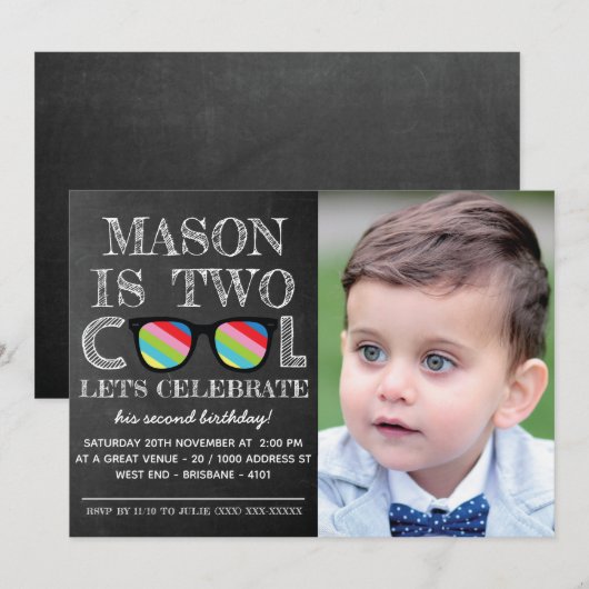 Foto van Chalkboard twee kool van twee jaar oude v Kaart (Voorkant / Achterkant)