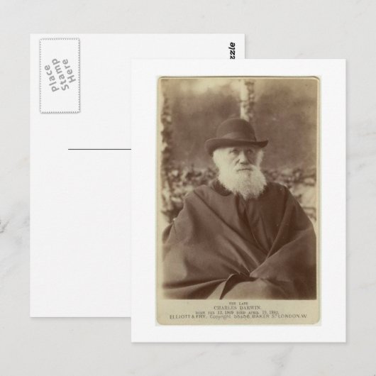 Foto van Charles Darwin, 29 november 1881 Briefkaart (Voorkant / Achterkant)