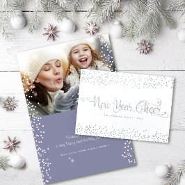 Foto van Cheer Chic Modern White Snowflakes Folie Kaarten