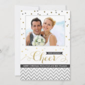 Foto van Cheer Silver en Gold Confetti Wedding Feestdagenkaart (Voorkant)