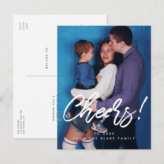 Foto van Cheers Modern New Year Briefkaart (Voorkant / Achterkant)