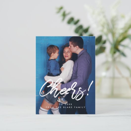 Foto van Cheers Modern New Year Briefkaart (Staand voorkant)