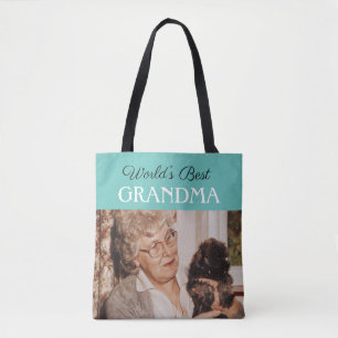 Foto van Chic Blue Green World's Best Grandma Cust Tote Bag