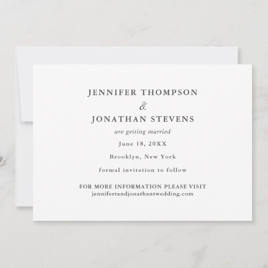 Foto van Chic Bold White Script Modern Verloving Save The Date (Achterkant)