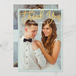 Foto van Chic Bright Mint Faux Gold Script Harteli Bedankkaart