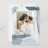 Foto van Chic Dusty Blue Abstract Paint Save The Date (Voorkant)