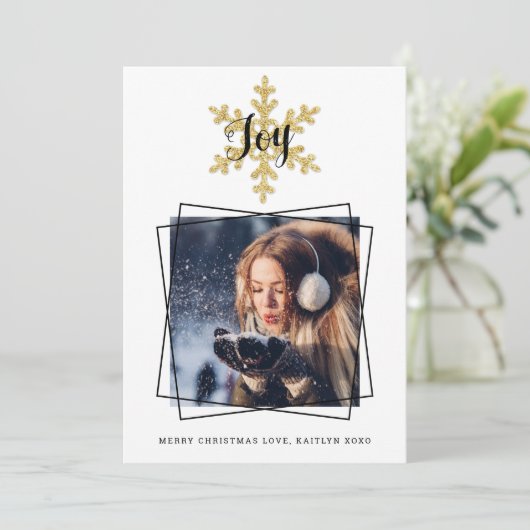 Foto van Chic Festive Snowflake Feestdagenkaart (Staand voorkant)