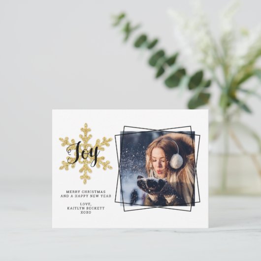 Foto van Chic Festive Snowflake Holiday Feestdagenkaart (Staand voorkant)