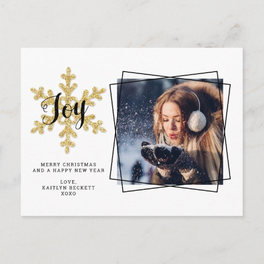 Foto van Chic Festive Snowflake Holiday Feestdagenkaart (Voorkant)